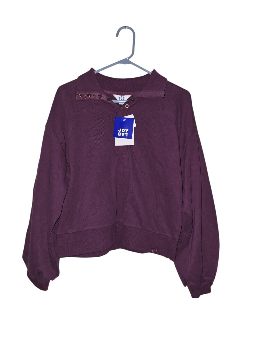 JoyLab Women's Plum Snap-Detail Pullover Sweatshirt, Oversized, Small, NWT!!!